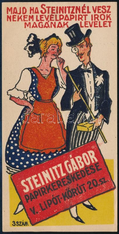 Steinitz Gábor papírkereskedése számolócédula