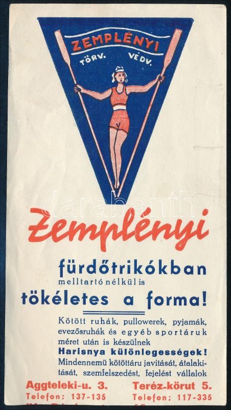 Zemplényi fürdőtrikó számolócédula