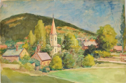 Bereczky Vilmos (?-): Balatonarács (Arács), 1977. Akvarell, papír. Jelzett a hátoldalán. 30x45 cm