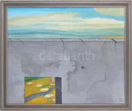 Reinhold Rieger: Fal. Olaj, farost, jelzett. 60x48 cm