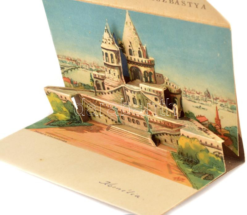 Budapest I. Halászbástya - modern kihajtható dimenziós képeslap. Képzőművészeti Alap / modern pop-up folding dimension postcard (21 x 10,5 cm) (Rb) - Image 2