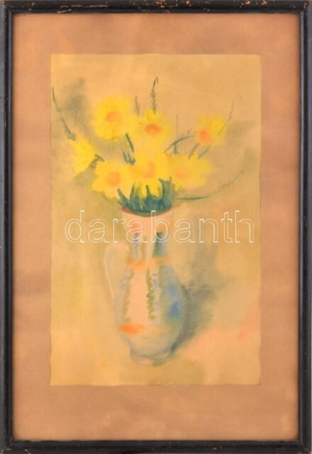 Jelzés nélküÍ: Csendélet bokályban. Akvarell, papír. Üvegezett fakeretben, 39×25,5 cm