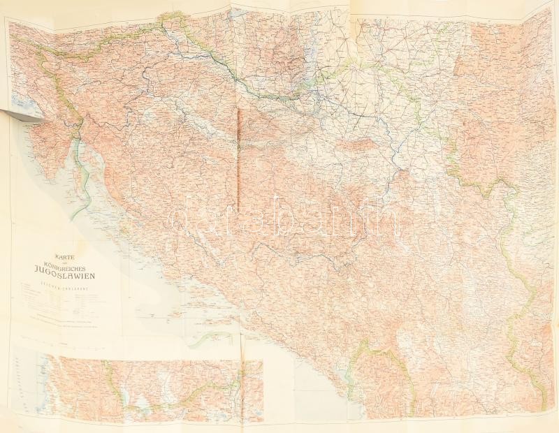 Übersichtskarte des jugoslawischen Reiches, 1:750 000, R. Lechner, szakadással, 110×86 cm