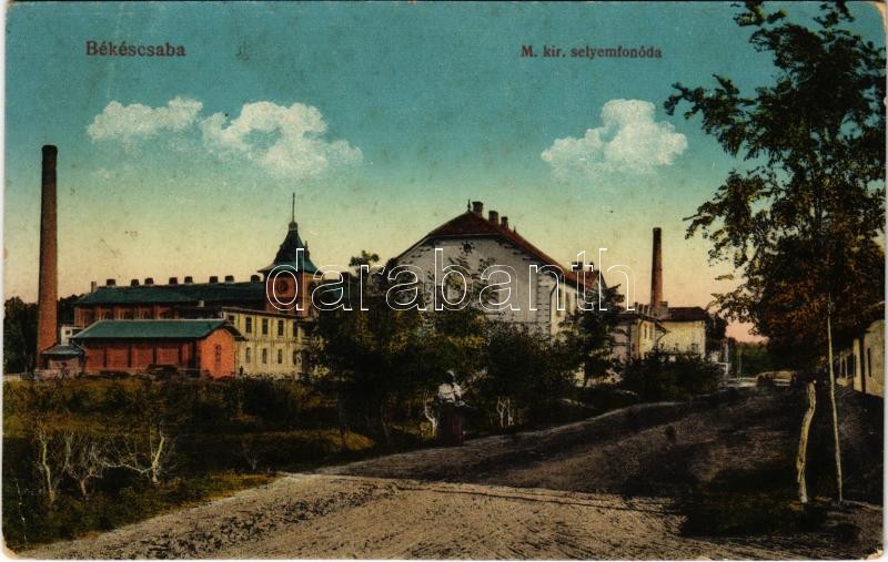 Békéscsaba, magyar kir. selyemfonoda. Vasúti levelezőlapárusítás 21. 1915. (EK)