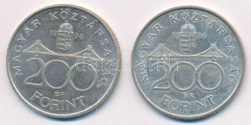 1994. 200Ft Ag 'Deák' (2x) T:1-,2 Adamo F13 - Image 2