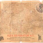 cca 1930 Alfa tejhűtő reklámos levelezőlap kihatható nagy méretű, térképpel szakadt, sérült 50x90 cm