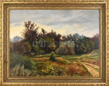 Egri Tibor ( - ): Alkony. Olaj, farost, jelzett, 60×80 cm Keretből kijár