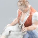 Herendi Toldi, bikával birkózó nagy méretű porcelán. Szarvak letörtek. 30 cm - Image 2