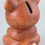 Maci formájó kerámia persely. Mázas. 18 cm - Image 2