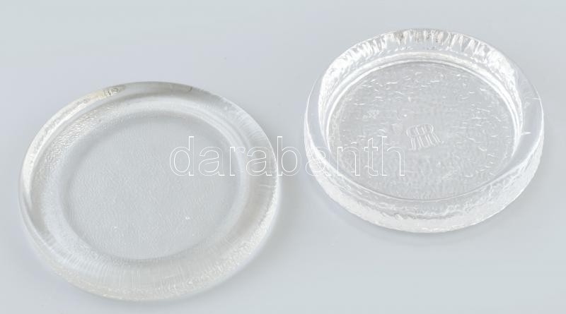 2 db öntött üveg alátét 14 cm, 15 cm