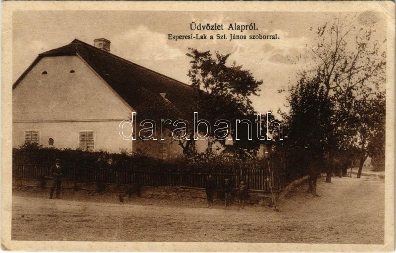 1939 Alap, Esperesi lak a Szent János szobor. Vitéz Nagy L. Pál kiadása (EK)