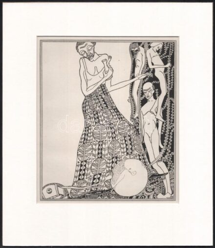 Kozma Lajos (1884-1948): . Cinkográfia, papír, jelzett a cinkográfián, paszpartuban, 19,5×16,5 cm