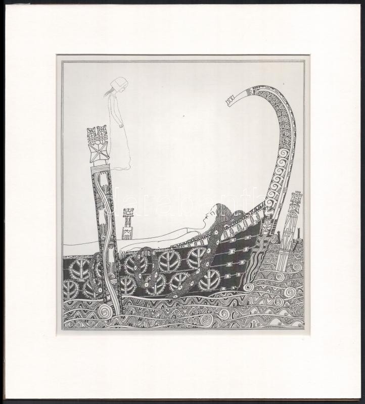 Kozma Lajos (1884-1948): Álom, papír, jelzett a cinkográfián, paszpartuban, 19,5×16,5 cm