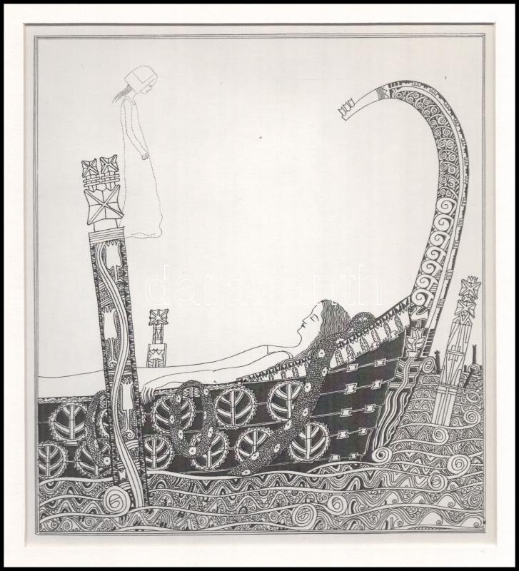 Kozma Lajos (1884-1948): Álom, papír, jelzett a cinkográfián, paszpartuban, 19,5×16,5 cm - Image 2