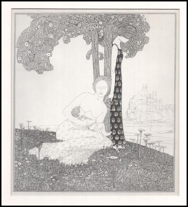 Kozma Lajos (1884-1948): Anyaság, papír, jelzett a cinkográfián, paszpartuban, 19,5×16,5 cm - Image 2