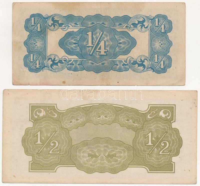 Burma / Japán megszállás 1942-1944. 1/4R + 1/2R T:III Burma / Japanese occupation 1942-1944. 1/4 Rupee + 1/2 Rupee C:F Krause P#12, P#13 - Image 2