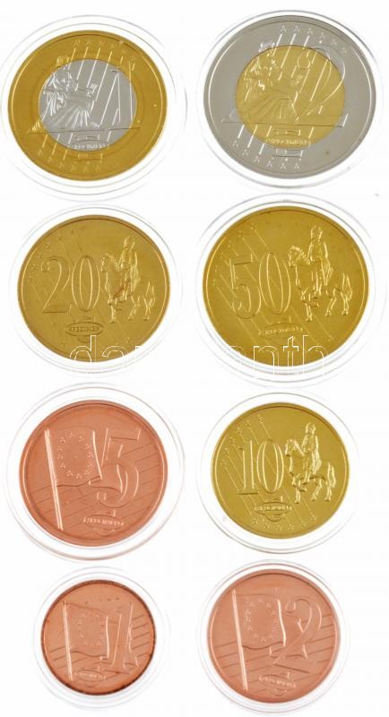Vatikán 2002. 1c-2E (8xklf) próbaveret forgalmi sor karton dísztokban T:1 Vatican 2002. 1 Cent - 2 Euro (8xdiff) trial strike coin set in cardboard case C:UNC - Image 2