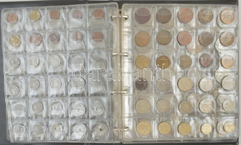 168db-os magyar és külföldi érmetétel használt állapotú berakóban, 6db műanyag berakólapon, közte Svédország 1954-1958. 25ö Ag (3xklf) T:vegyes 168pcs Hungarian and foreign coin lot in a used condition binder with 6pcs plastic