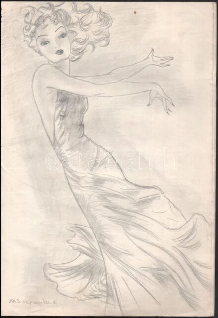 Jelzés nélkül: kb. 20 tanulmányrajz vázlatfüzetben, 1943 körül. Ceruza, papír. Helyenként kissé foltos, egyik lap sérült. 34,5x25 cm.