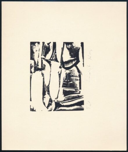 Lóránt János Demeter (1938-): Tél. Linómetszet, papír, jelzett, 8×10 cm