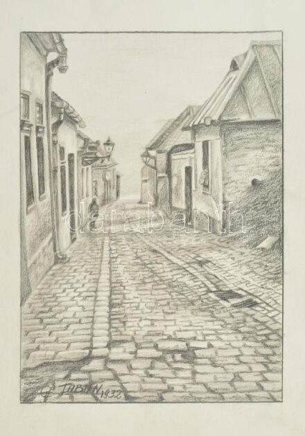 Olvashatatlan jelzéssel: Tabán. Ceruza, papír. 28x20 cm
