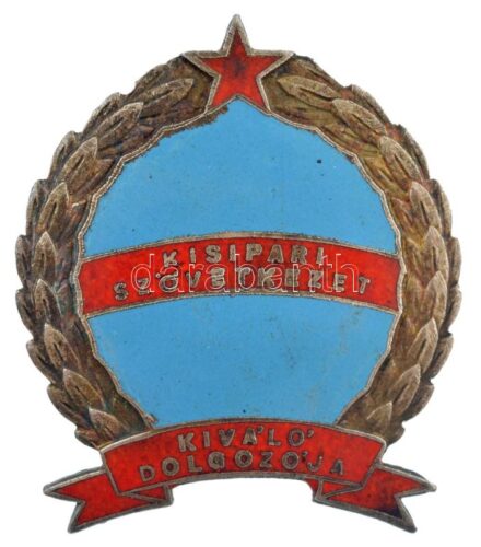 ~1970-1980. 'Kisipari Szövetkezet Kiváló Dolgozója' zománcozott fém jelvény (45x37mm) T:2 patina