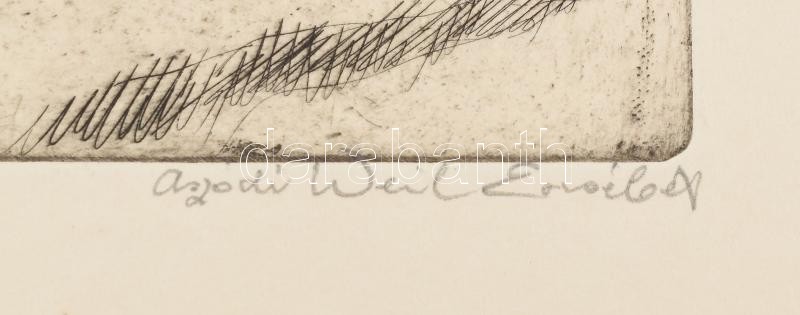 Aszódi Weil Erzsébet (1901-1976): Szüretkor falu. Rézkarc, papír, jelzett, 28×31 cm - Image 2