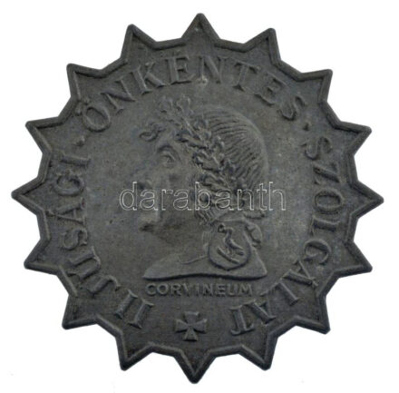 ~1942. 'CORVINEUM Ifjúsági Önkéntes Szolgálat' Zn jelvény (40mm) T:2 / Hungary ~1930. 'CORVINEUM Youth Volunteer Service' Zn badge (40mm) C:XF