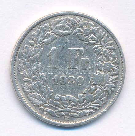 Svájc 1920B 1Fr Ag T:3 patina Switzerland 1920B 1 Franc Ag C:F patina Krause KM#24