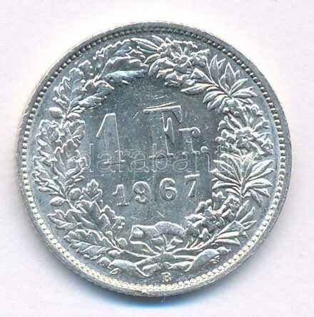Svájc 1967B 1Fr Ag T:2 ph. Switzerland 1967B 1 Franc Ag C:XF edge error Krause KM#24