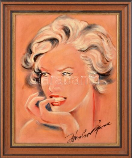 Matteo jelzéssel: Marylin Monroe portréja. Olaj, vászon, kartonon, jelzett a hátoldalán, fakeretben. 50x40 cm.