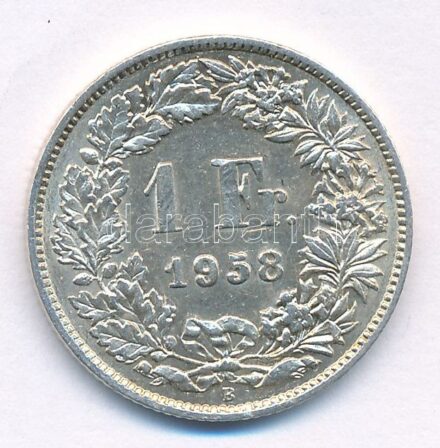 Svájc 1958B 1Fr Ag T:2 Switzerland 1958B 1 Franc Ag C:XF Krause KM#24