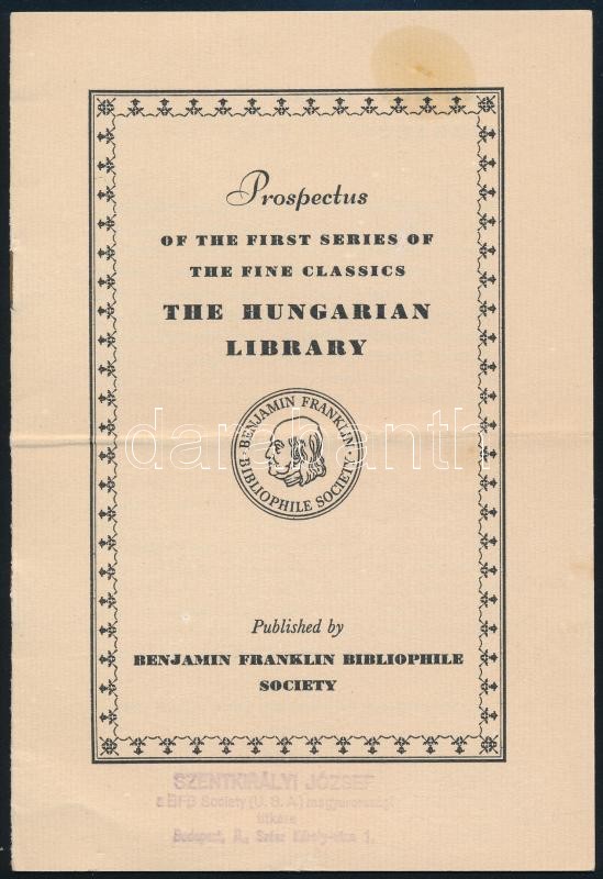 1936 Prospectus of the first series of the fine classics the Hungarian Library, 10p