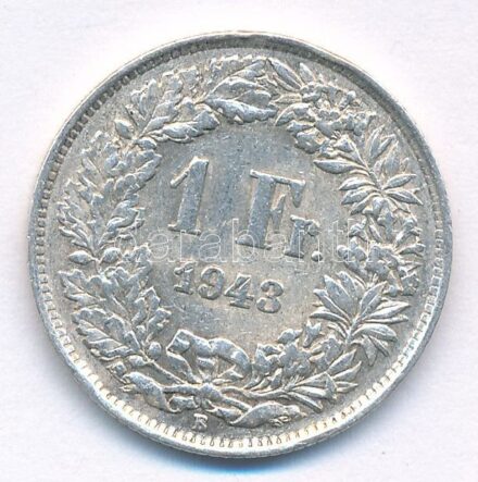 Svájc 1943B 1Fr Ag T:2,2- Switzerland 1943B 1 Franc Ag C:XF,VF Krause KM#24