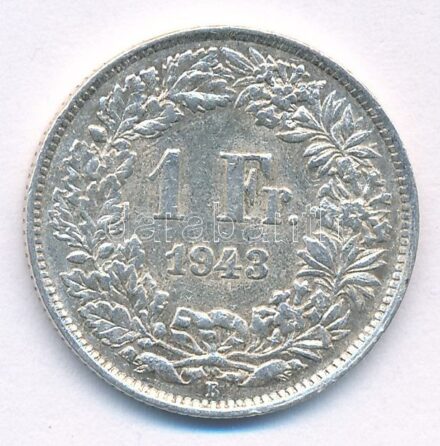 Svájc 1943B 1Fr Ag T:2,2- Switzerland 1943B 1 Franc Ag C:XF,VF Krause KM#24
