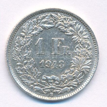 Svájc 1943B 1Fr Ag T:2,2- Switzerland 1943B 1 Franc Ag C:XF,VF Krause KM#24
