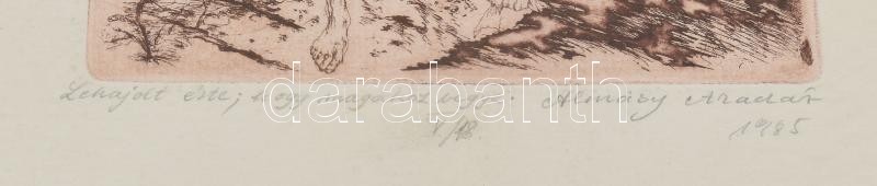 Almásy Aladár (1945-): Lehajolt érte, hogy magához vegye. Színes rézkarc, papír, jelzett, számozott V/18. 20,5x15 cm - Image 2