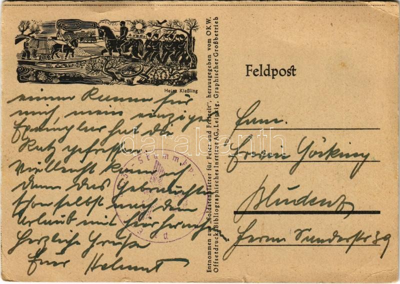 1943 Feldpost / WWII Nazi German military field postcard s: Heinz Kleßling (small tears)