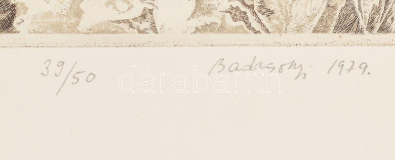 Badacsonyi Sándor (1949-2016): Magány, 1979. Rézkarc, papír, jelzett, számozott (39/50). 27,5x21 cm - Image 2