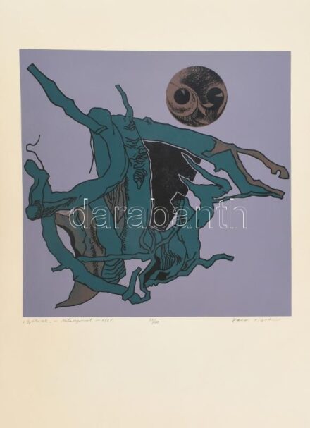 Zala Tibor (1920-2004): 'Gyökerek', 1981. Szitanyomat, papír. Jelzett. Számozott: 32/50. Lapszéli egészen apró sérülésekkel. 40x40 cm