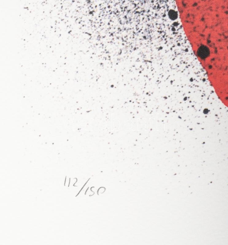 Joan Miró (1893-1983): Offszet-litográfia. papír. Sorszámozott, nyomtatott jelzéssel 112/150 Aviomar SPA tanusítvánnyal. Egyik sarkán képet nem érő gyűrődéssel. 76x56 cm / one corner creased - Image 3