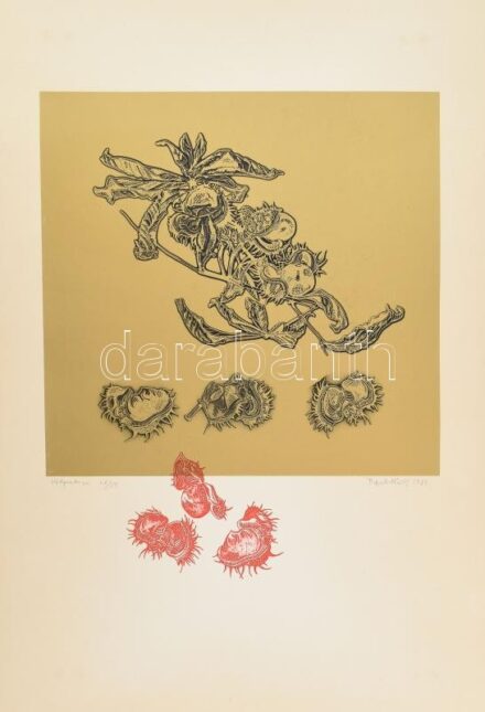 Raszler Károly (1925-2005): Vadgesztenye, 1981. Szitanyomat, papír. Jelzett. Számozott: 26/50. Lapszéli apró szakadásokkal. 46x37,5 cm