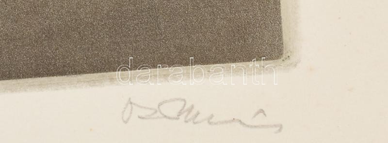 Olvashatatlan jelzéssel: Képek. Rézkarc, papír. Számozott: 19/50. Lap bal alsó sarkában törésnyomokkal. 24x45 cm - Image 2