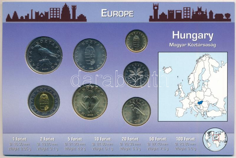 1996-2007. 1Ft-100Ft (7xklf) forgalmi összeállítás 'Europe, Hungary' kartonlapon T:1,1- - Image 2