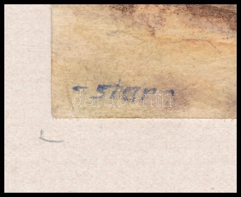 Sostarics Lajos (1896-1968): Öreg tölgy. Akvarell, papír, jelzett, kartonra kasírozva, 21,5x15 cm - Image 3