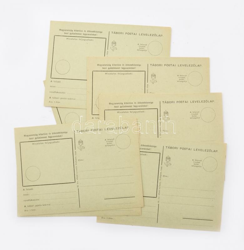 1944 Kitöltetlen tábori posta levelezőlapok, 12 db, jó állapotban