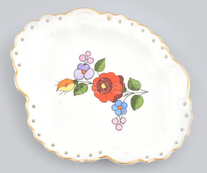 Kalocsai porcelán tálka. Kézzel festett, jelzett, hibátlan. d: 14,5 cm