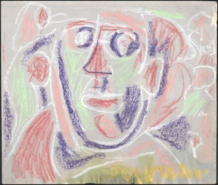 Csepeli Németh Miklós (1934-2012): Portré. Akvarell, kréta, papír, jelzett, lap alján szakadással, 30x35 cm