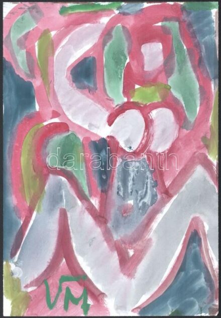 Csepeli Németh Miklós (1934-2012): Aktmodell. Akvarell, papír, jelzett, 30,5x21 cm