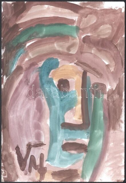 Csepeli Németh Miklós (1934-2012): Portré. Akvarell, papír, jelzett, 30,5x21 cm